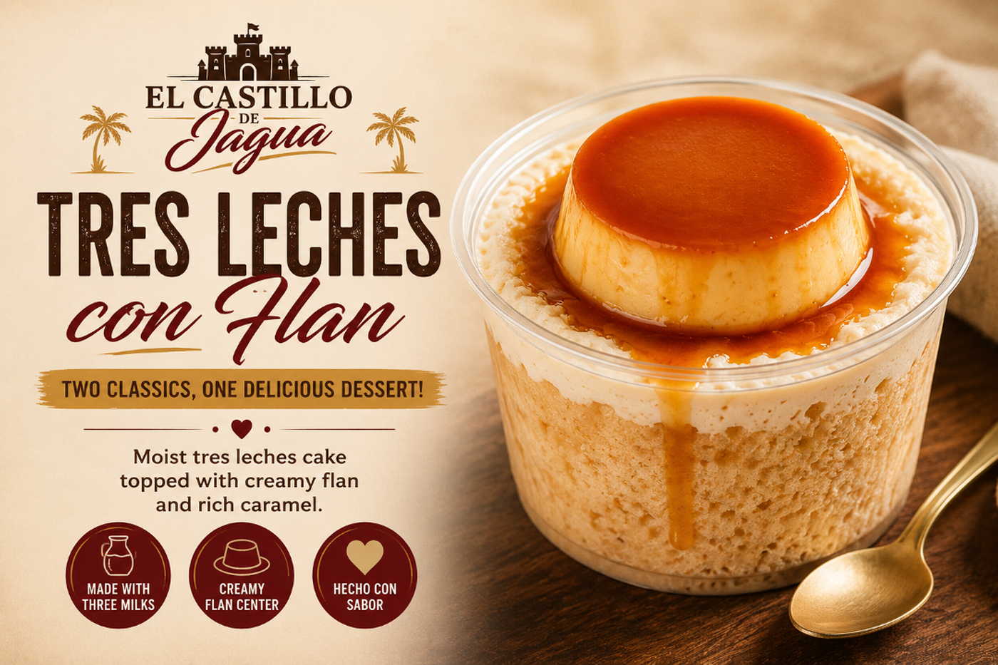 Tres leche con flan **New**.