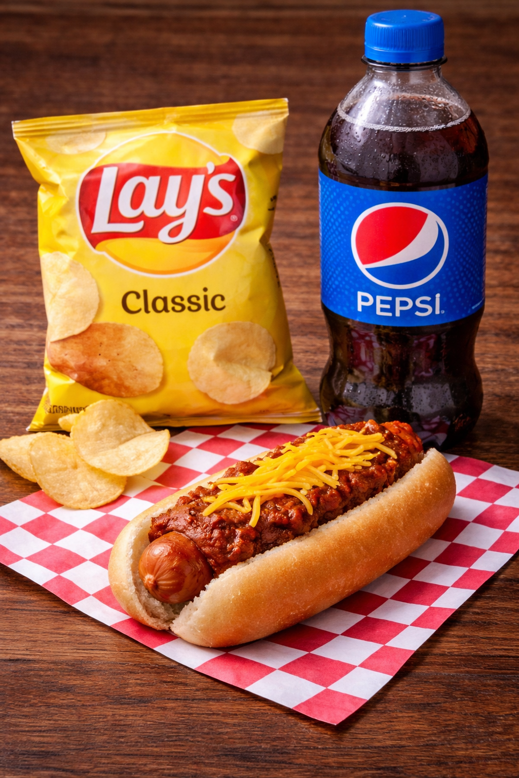 CHILI CHEESE FRANK MEAL.