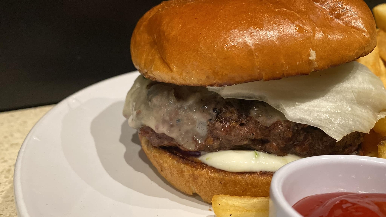 Mushroom Swiss Cheese Burger.