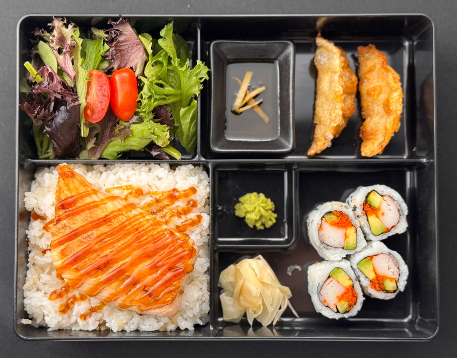 Salmon teriyaki lunch box.
