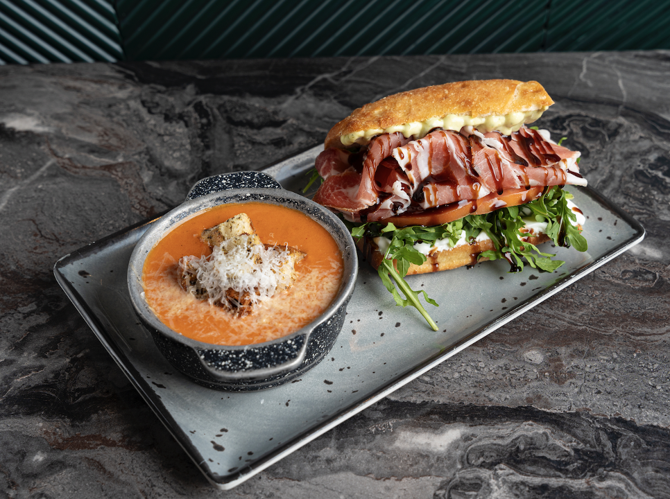 Half SNDWCH & Creamy Tomato Soup.