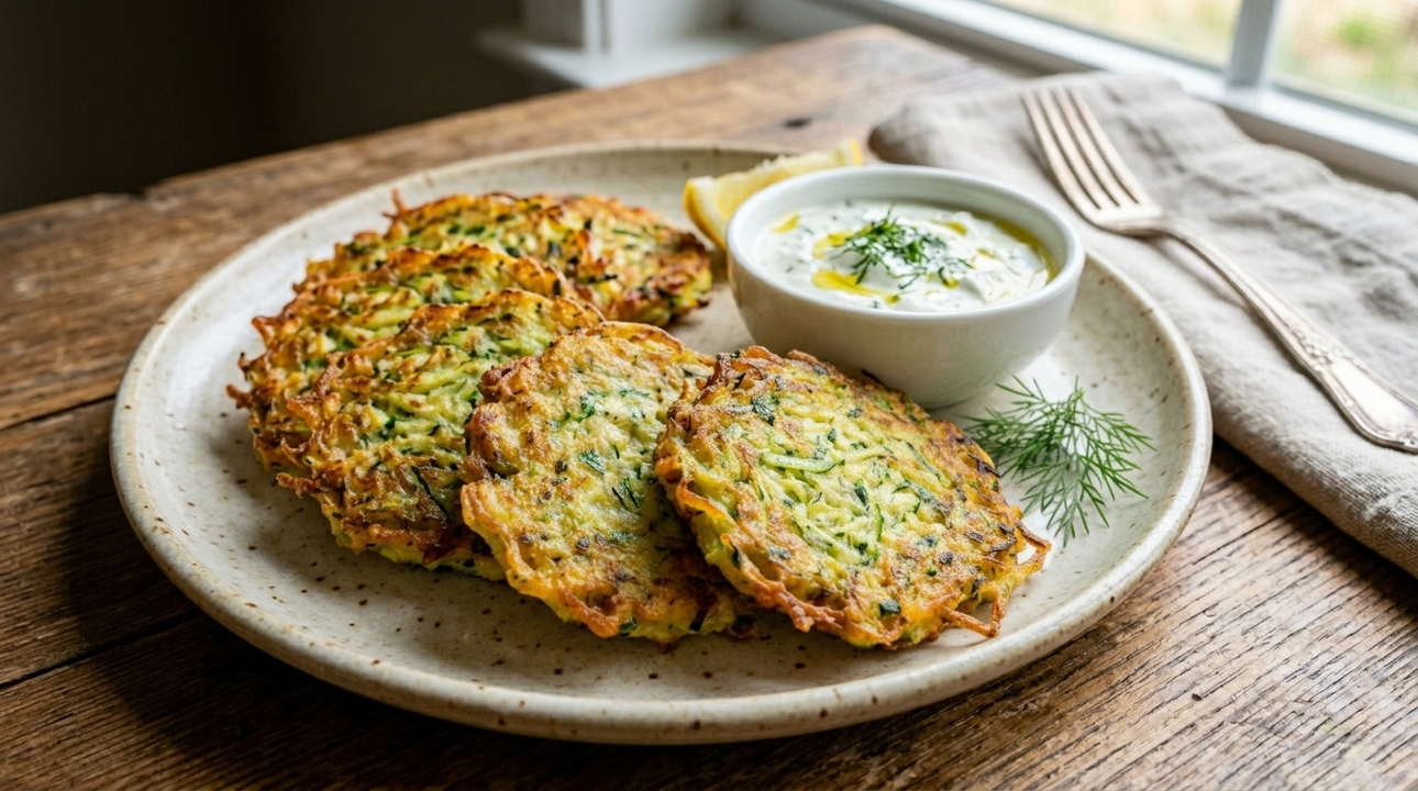 ZUCCHINI FRITTERS (VE) (VG).