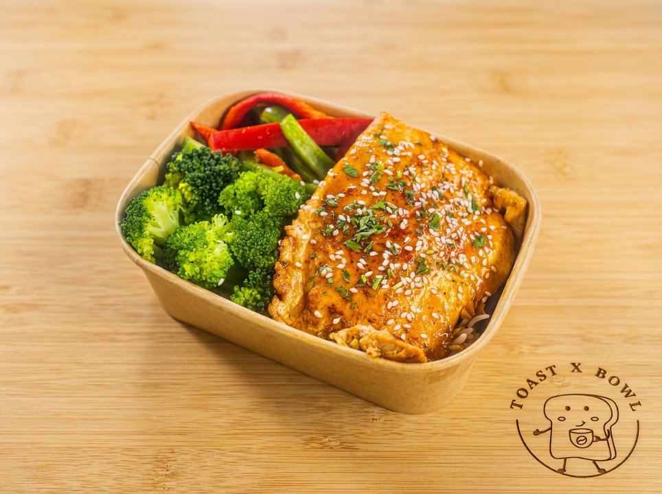 Teriyaki Salmon Rice Bowl.