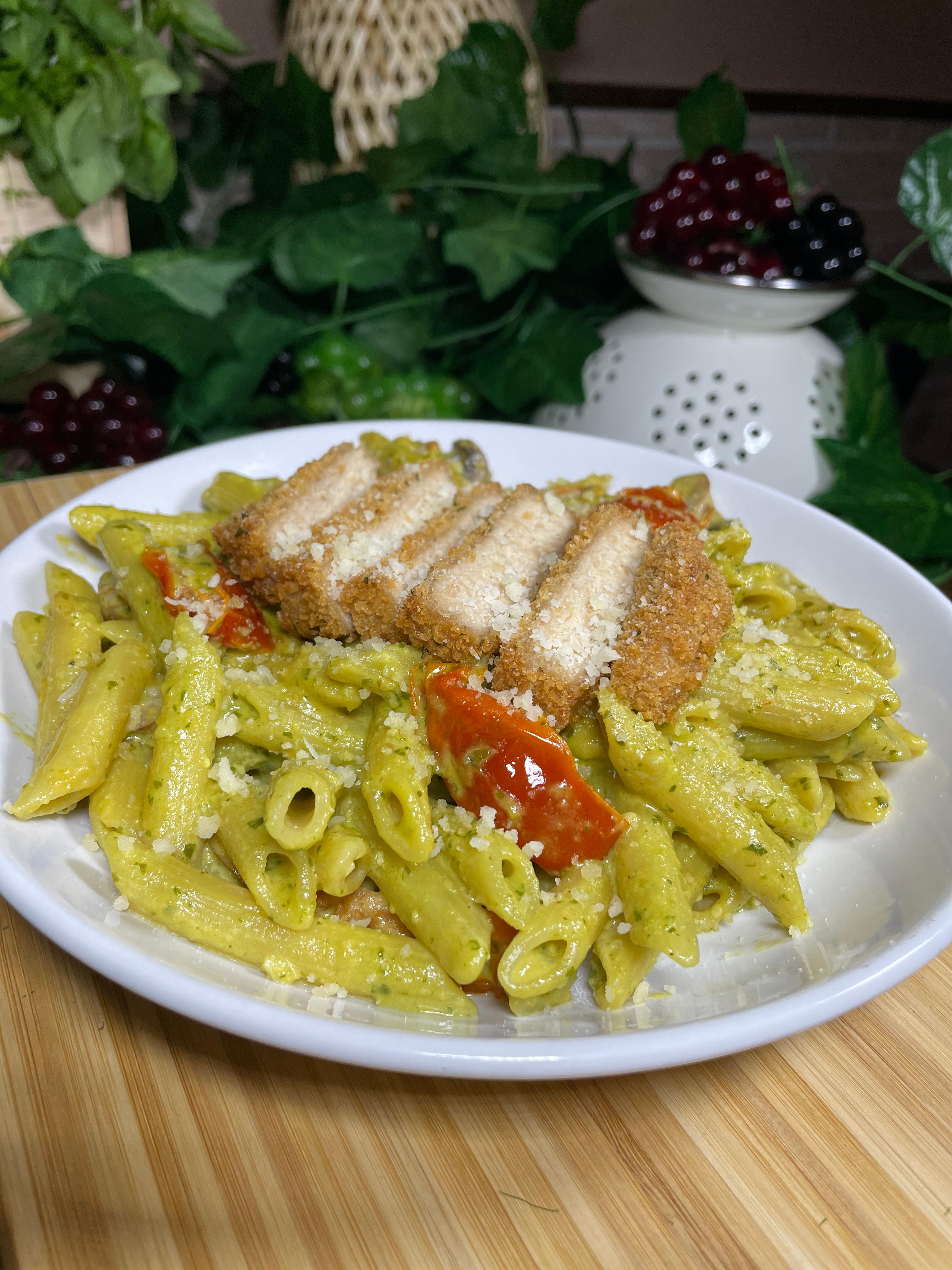 Half Pesto Penne with Crispy Chickn.