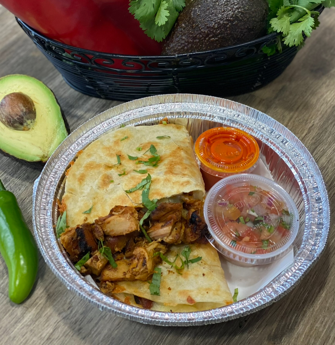 Chicken Al Pastor Quesadilla.