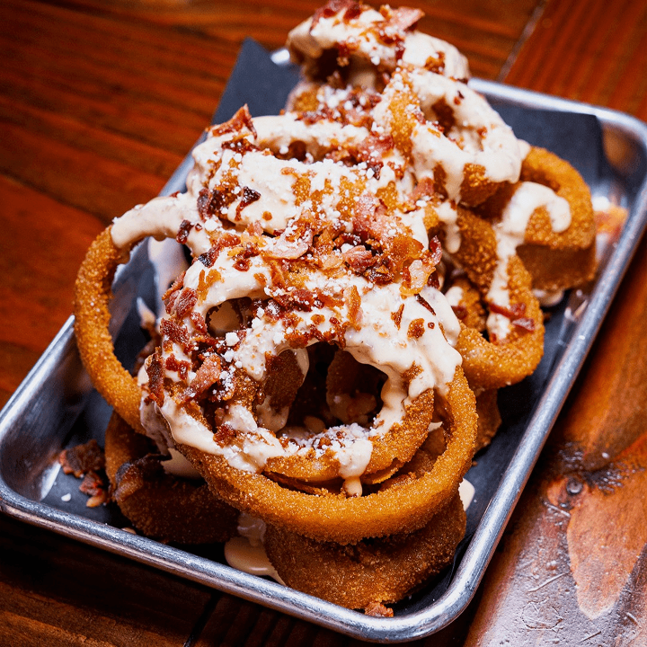LOADED ONION RINGS.