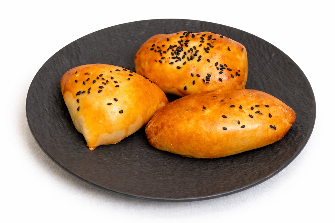 Handmade Egg & Scallion Pirozhok.
