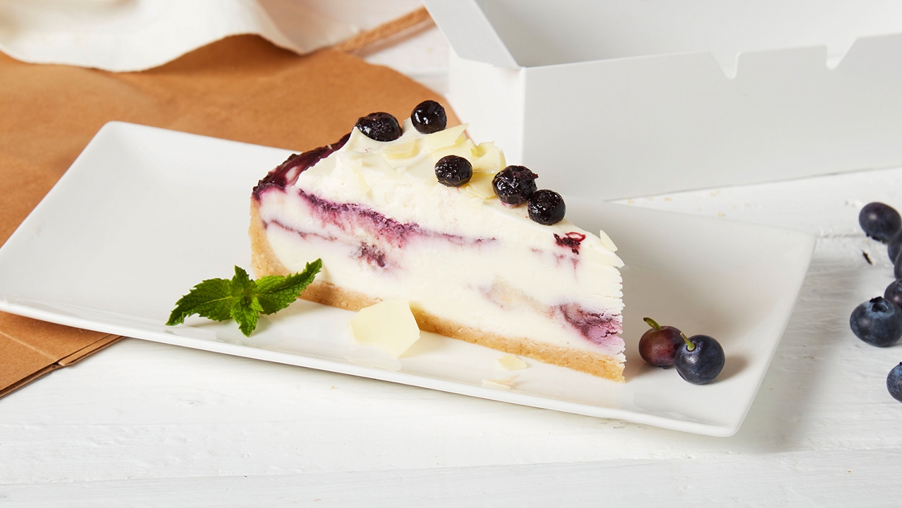 Blueberry Cobbler White Chocolate Cheesecake.