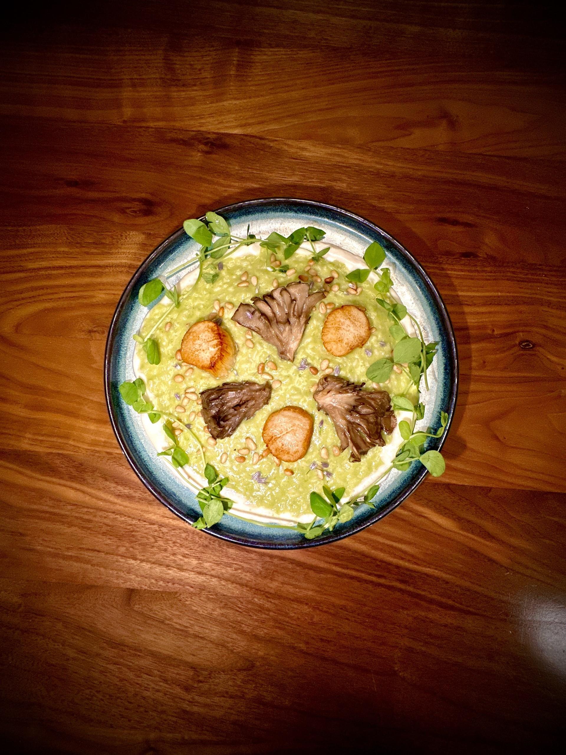 Spring Pea + Mushroom Risotto.