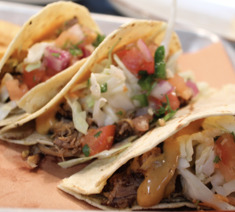 Boom Boom Pulled Pork Tacos.