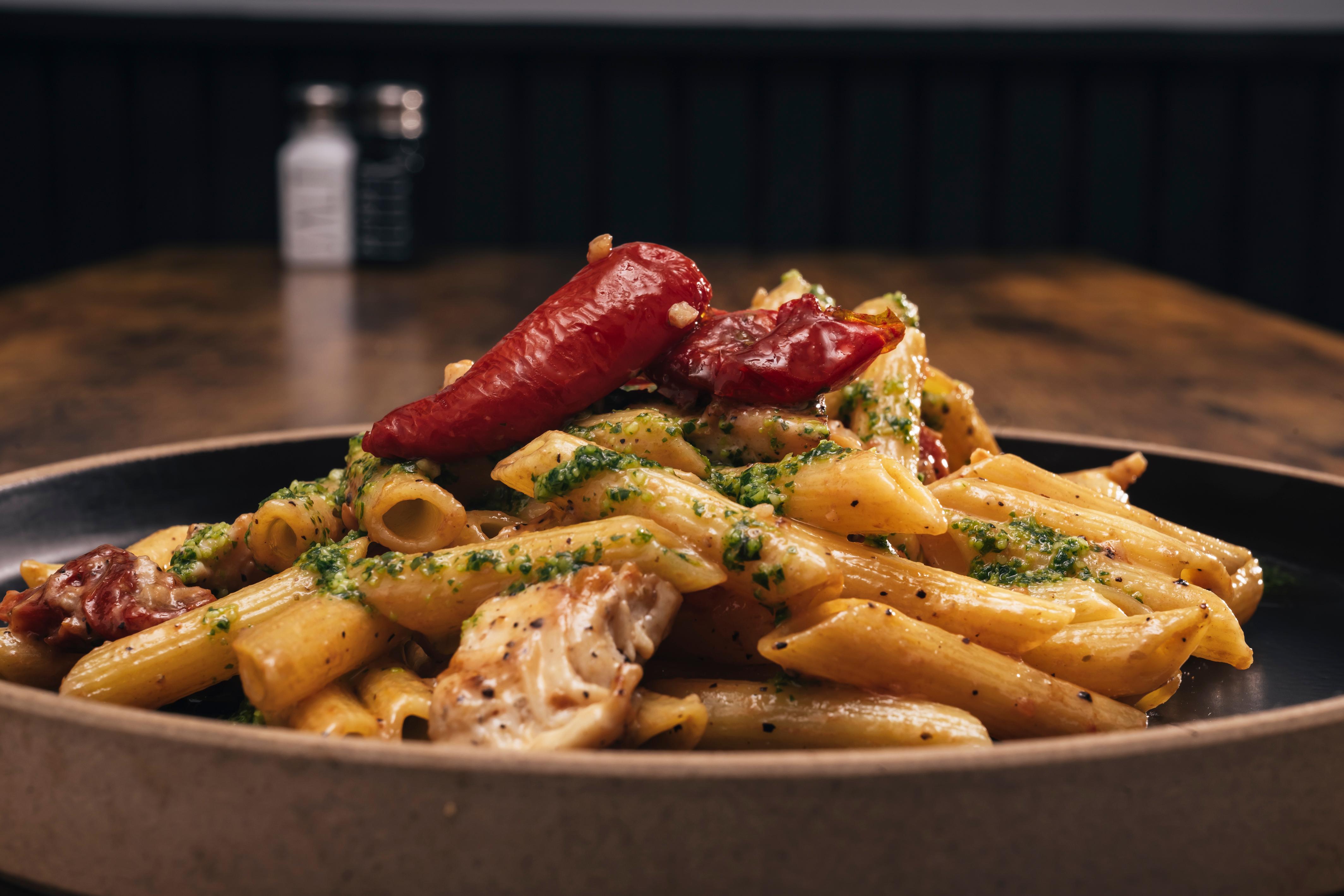 Chicken, Pesto + Ziti.