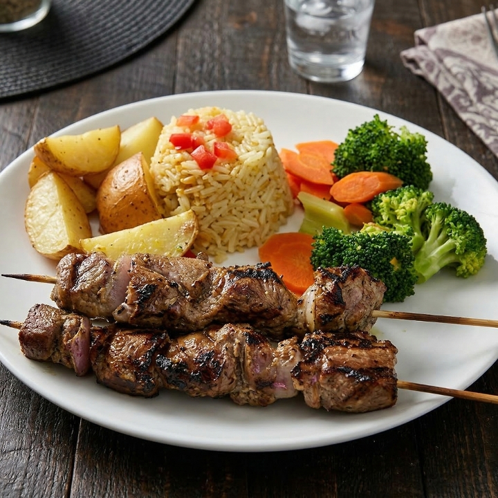 LAMB Souvlaki Dinner.