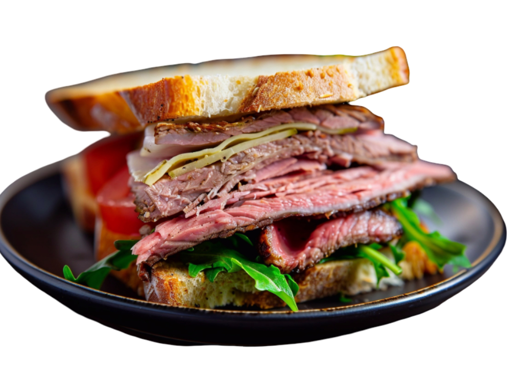 (R7) Brisket of Beef, Pastrami, and Swiss Cheese.