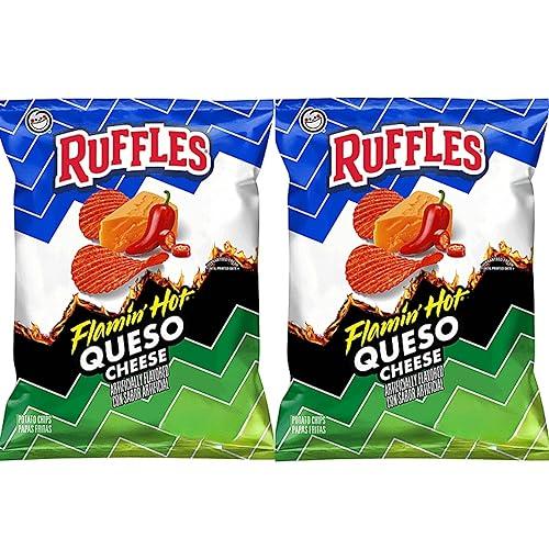 Ruffle Flamin Hot Queso (Cheese)(2 Pack)(8oz Bags).