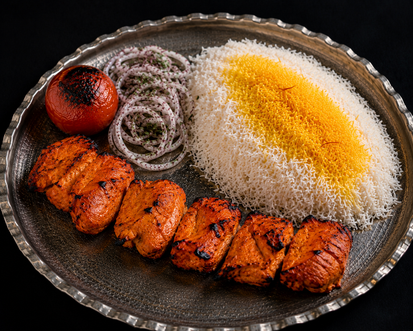 Tandoori Chicken Kabob (کباب مرغ تندوری).
