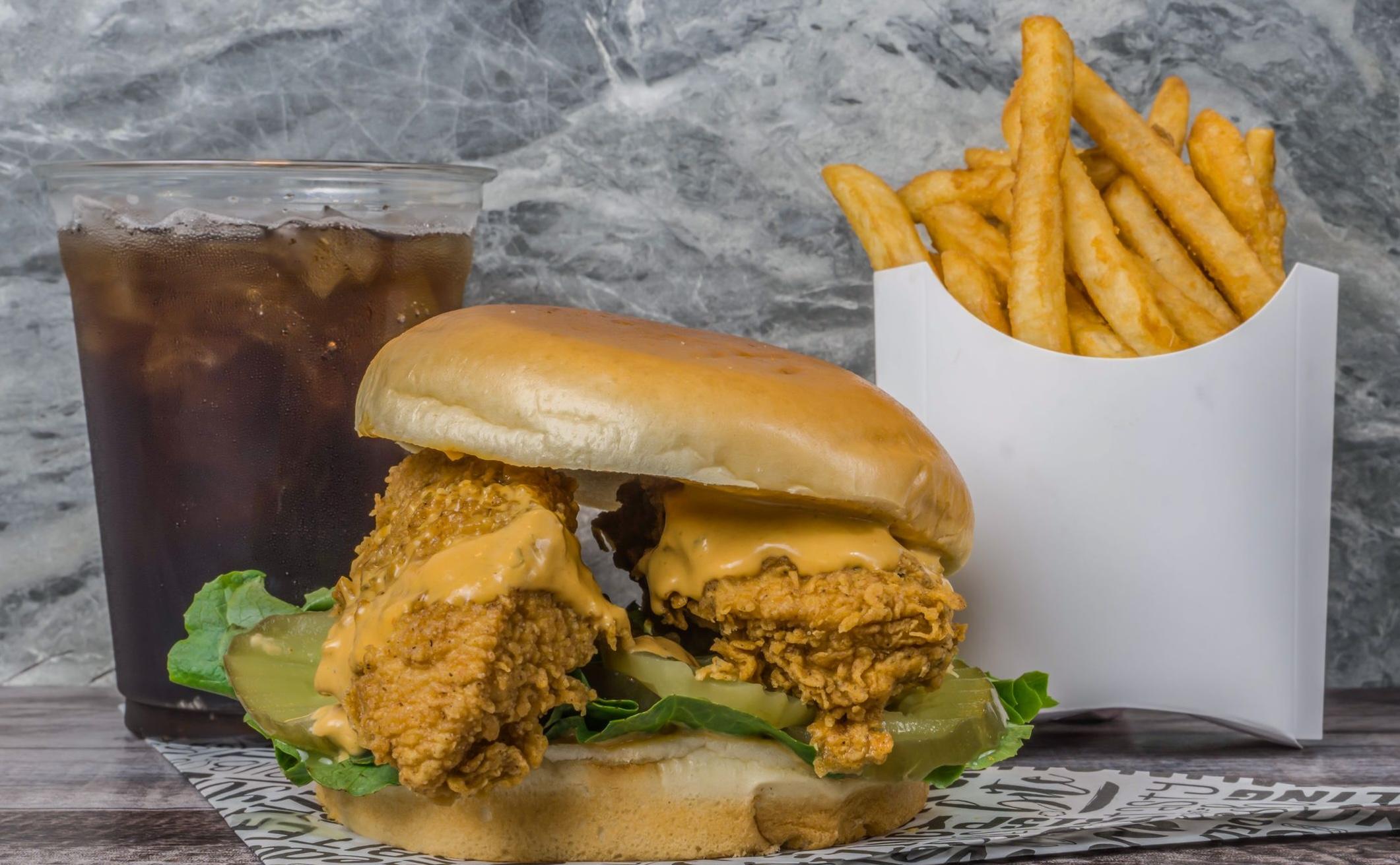 Chicken Sandwich Meal (Drink & Fries Included) ****.