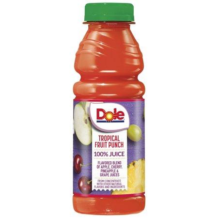 Dole 100% Juice Blend Tropical Fruit Punch 15.2 Fl Oz Bottle.