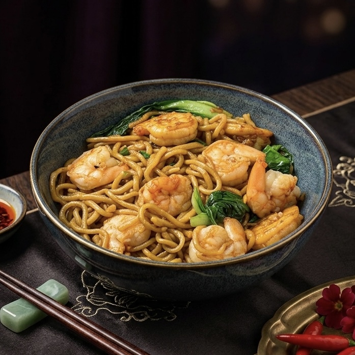 Stir Fry Shrimp Garlic Noodle.
