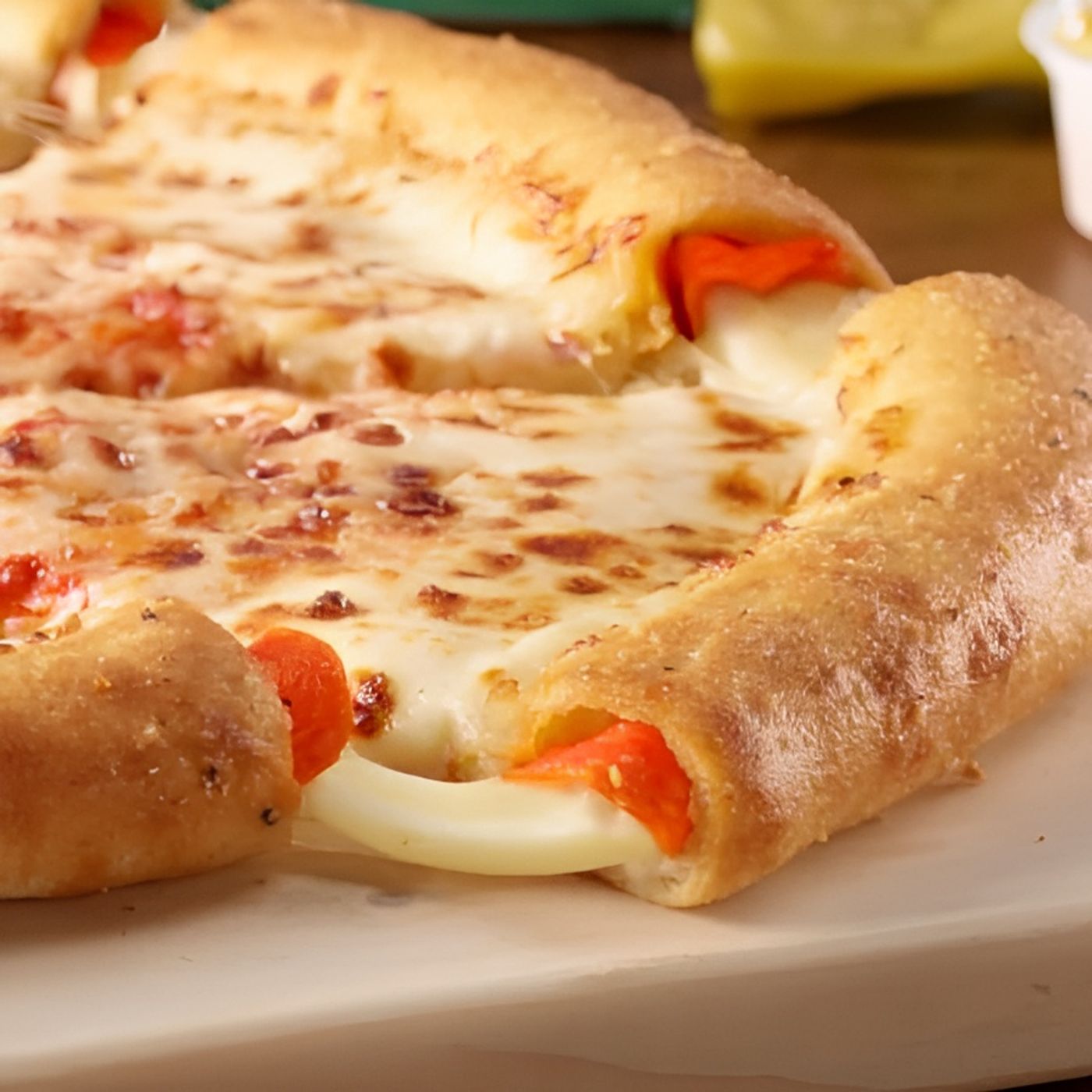 Pepperoni-Stuffed Crust Cheese Pizza.