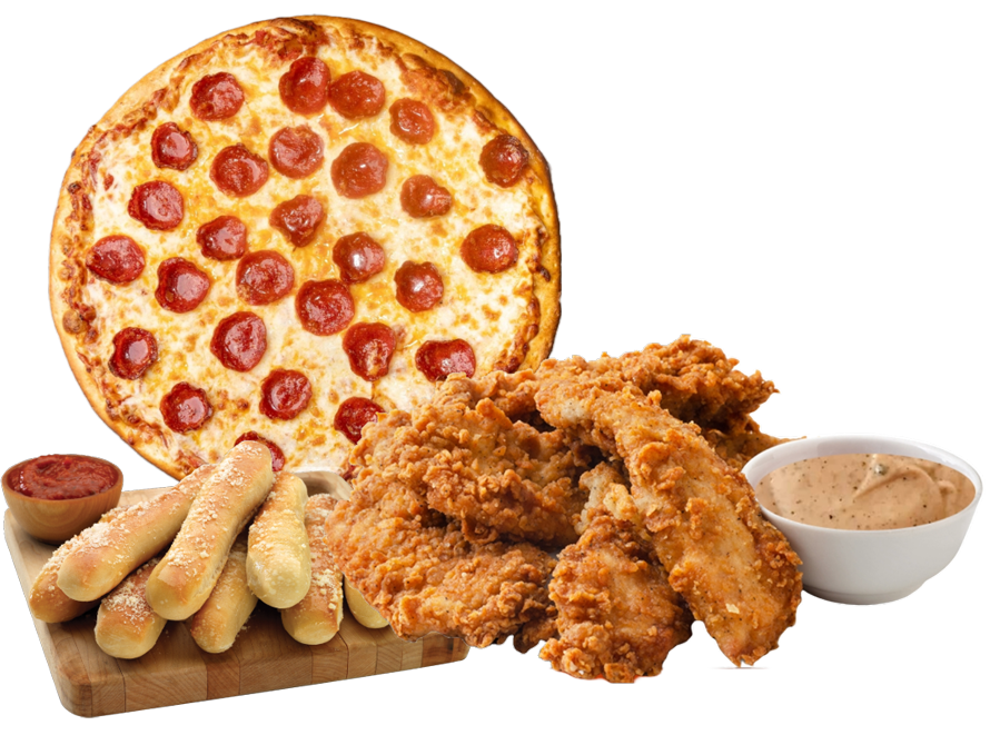 1 Large 1 Topping, 8 Tenders, Breadsticks.