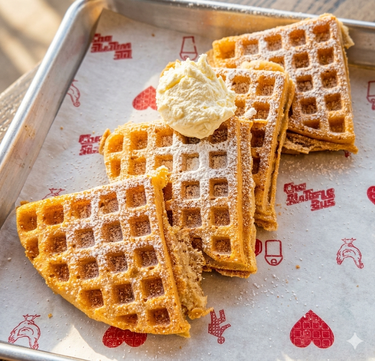 Waffle topped w/ whipped butter.
