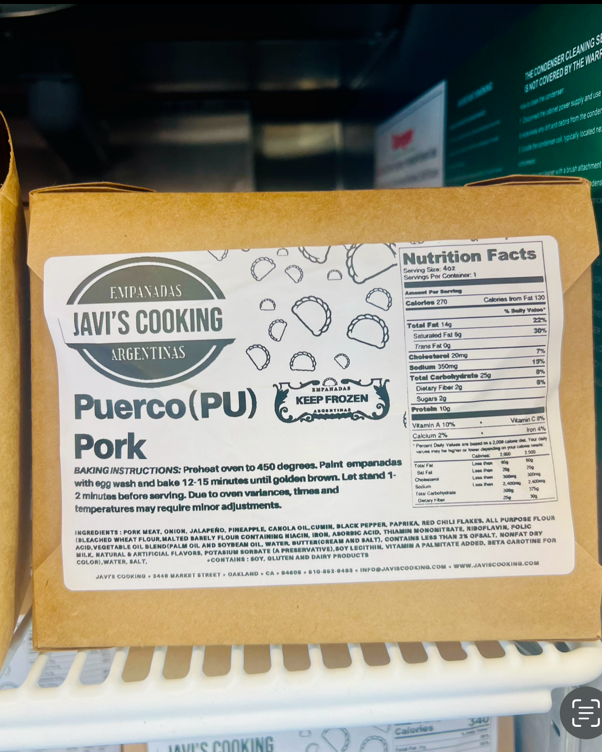PUERCO-PU (4pack) frozen empanadas.