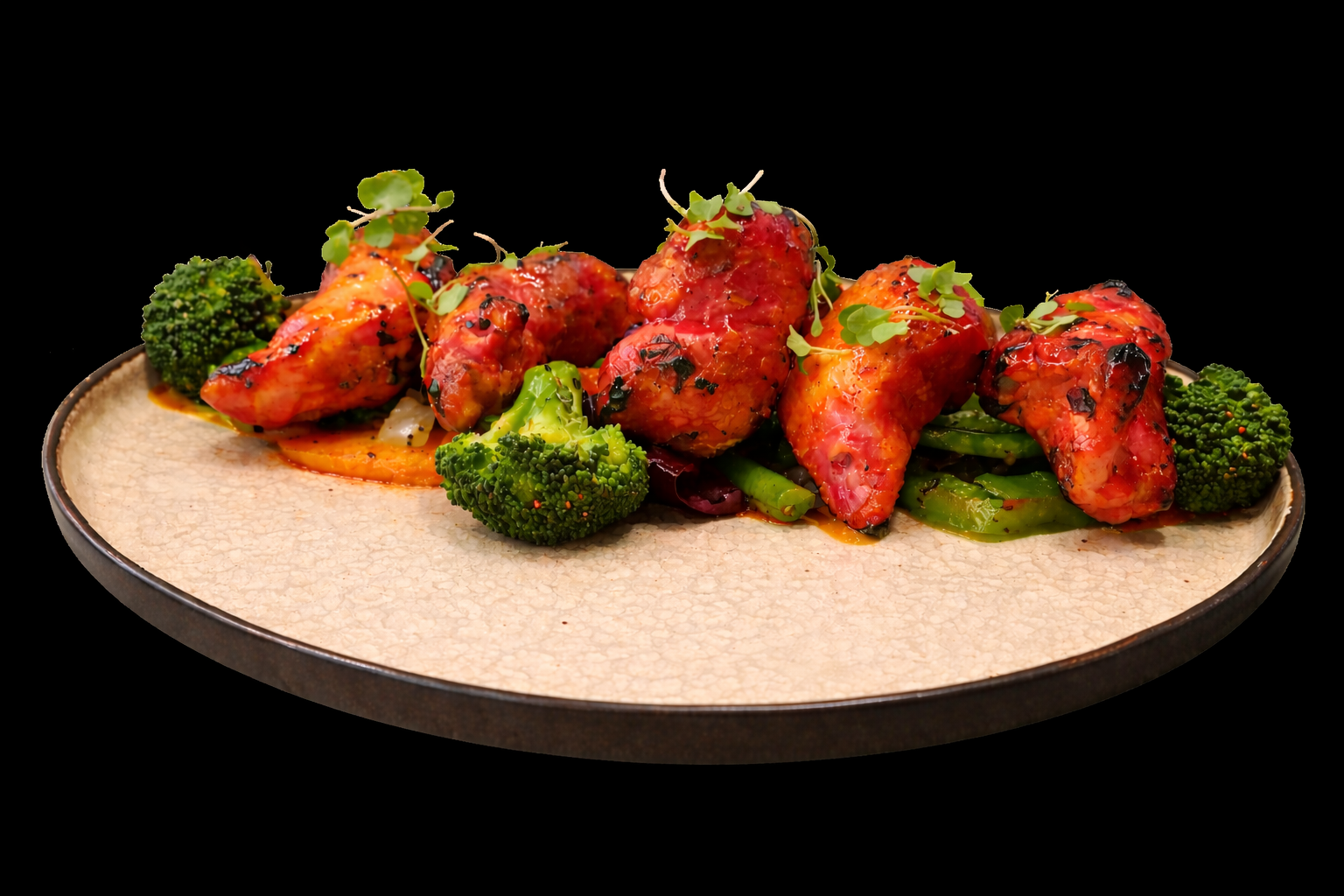 Black Sesame-Apricot-Chili Glazed Chicken Tikka.
