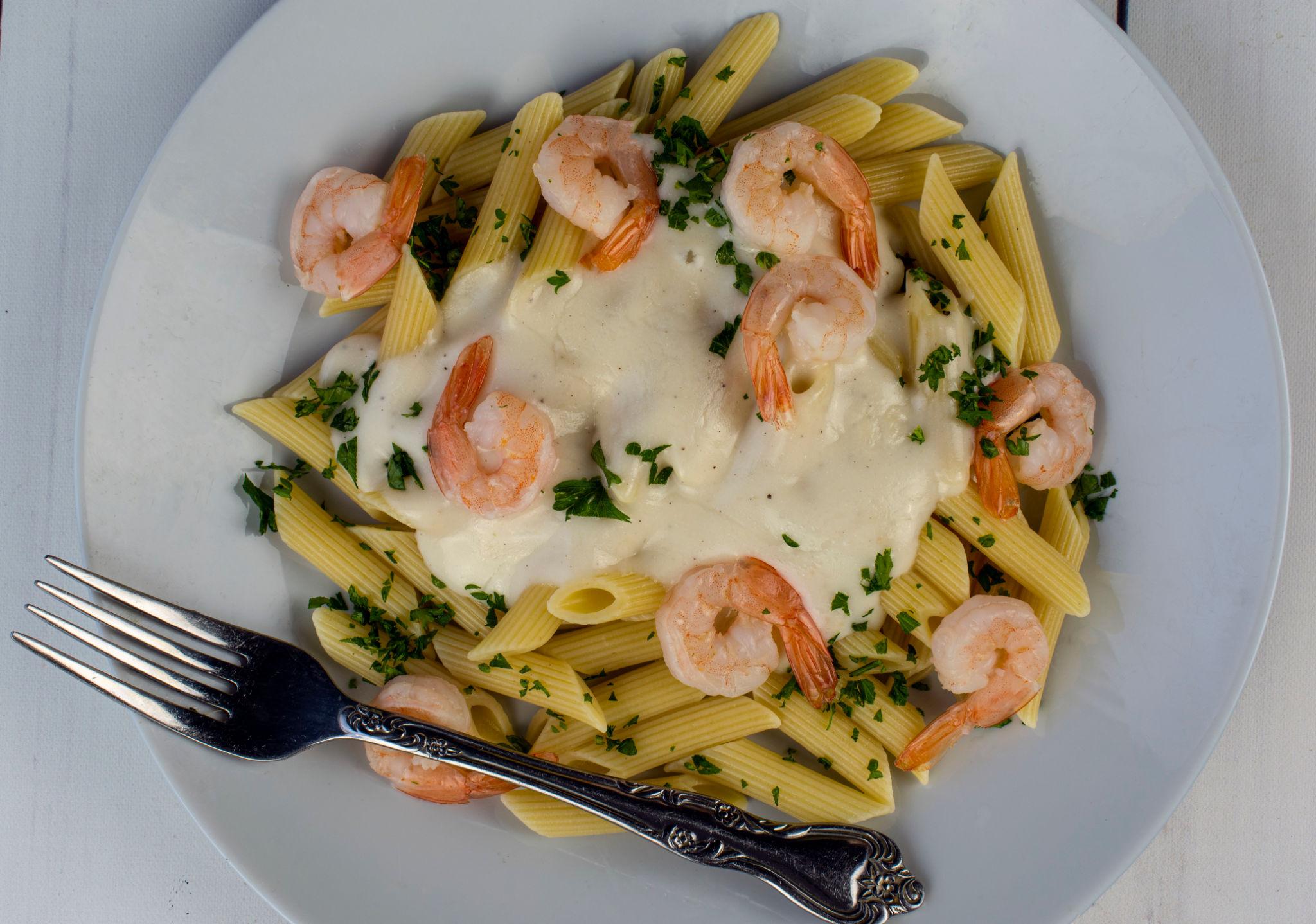 Garlic Parmesan Shrimp Alfredo.