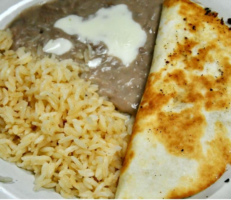 Quesadilla with Rice & Beans.