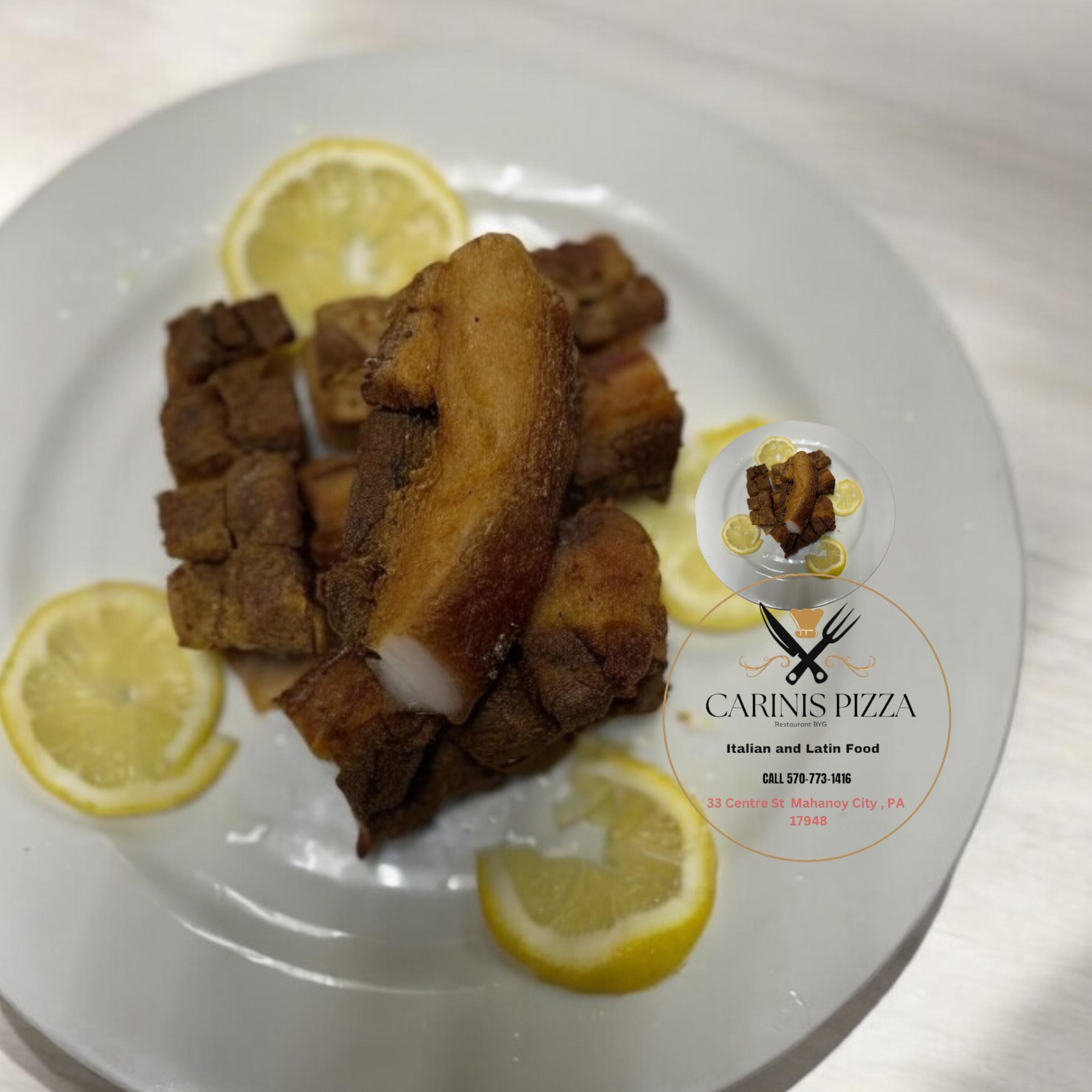 Chicharrón de Puerco/Pig Crunch and a Side.
