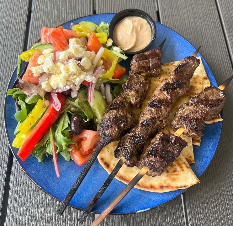 Tender Steak Souvlaki (Kabob) Combo.