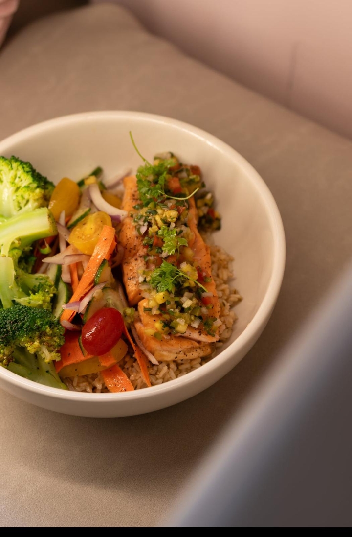 Roasted Salmon Bowl.