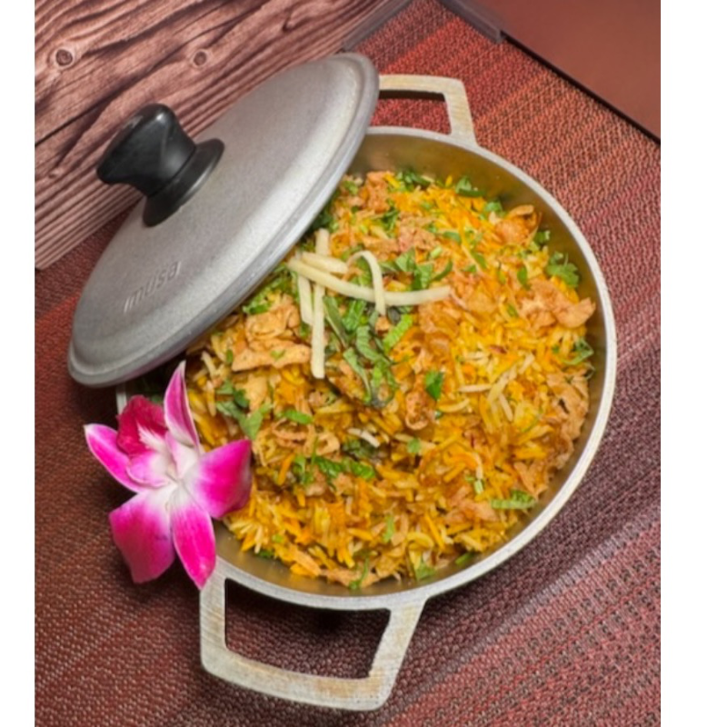 Hyderabadi Chicken Dum Biryani.