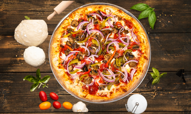 Large Alfredo’s Five Toppings Pizza.