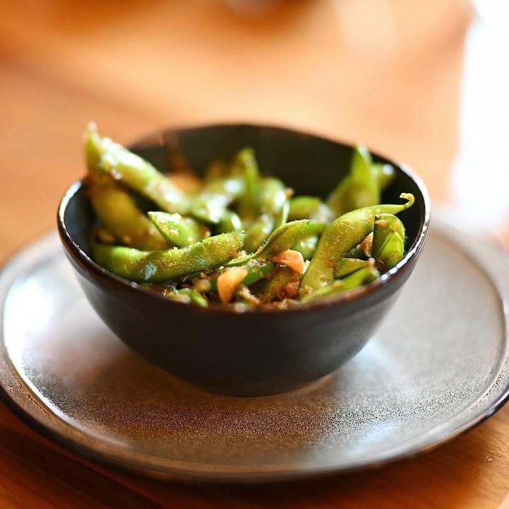 Spicy Garlic Edamame.