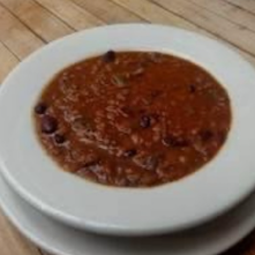 Bowl of Romano's Homemade Chili.