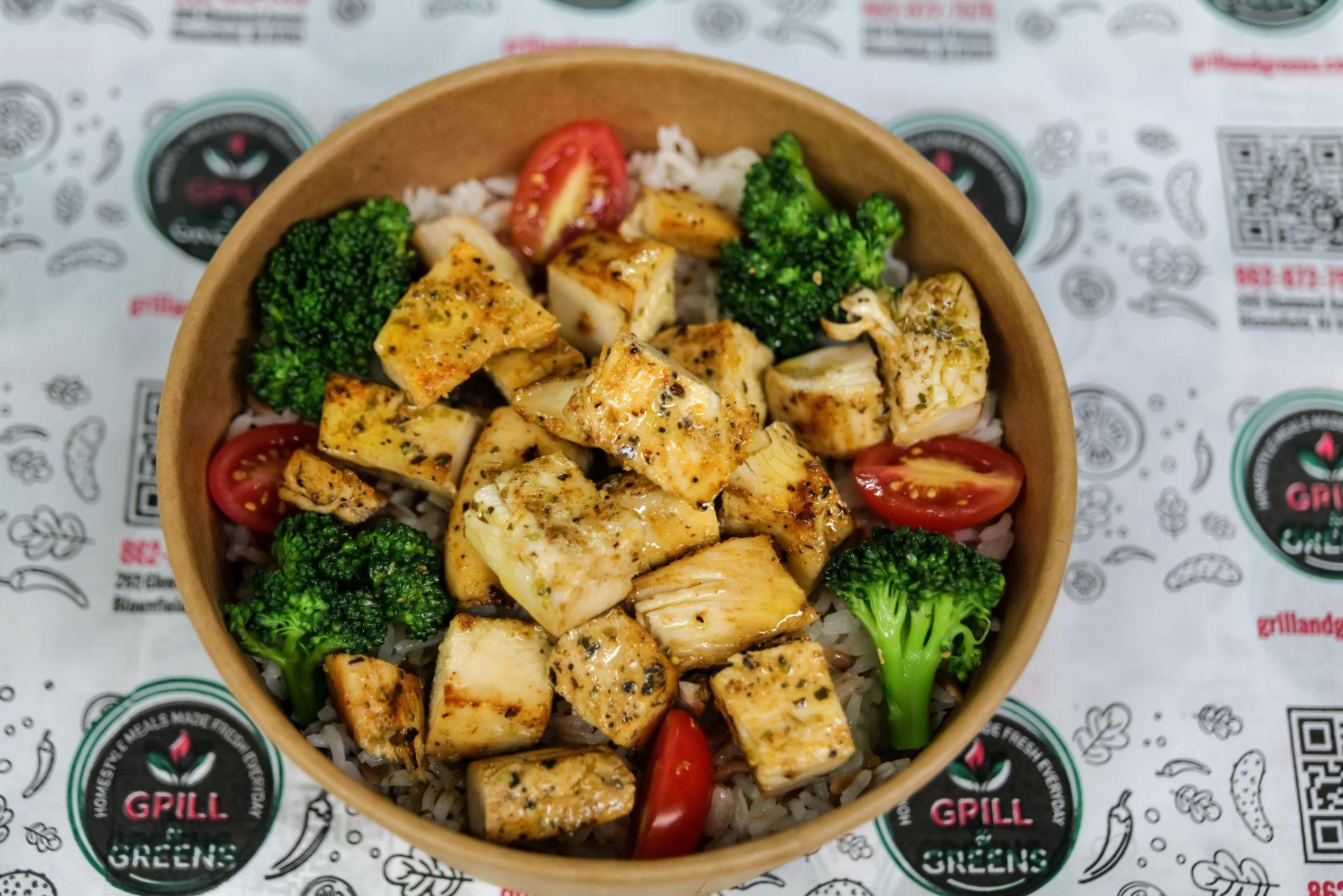 Grilled Chicken with Rice or Salad.