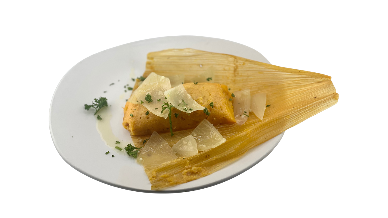 Cuban Tamal With Mojo Appetizer.