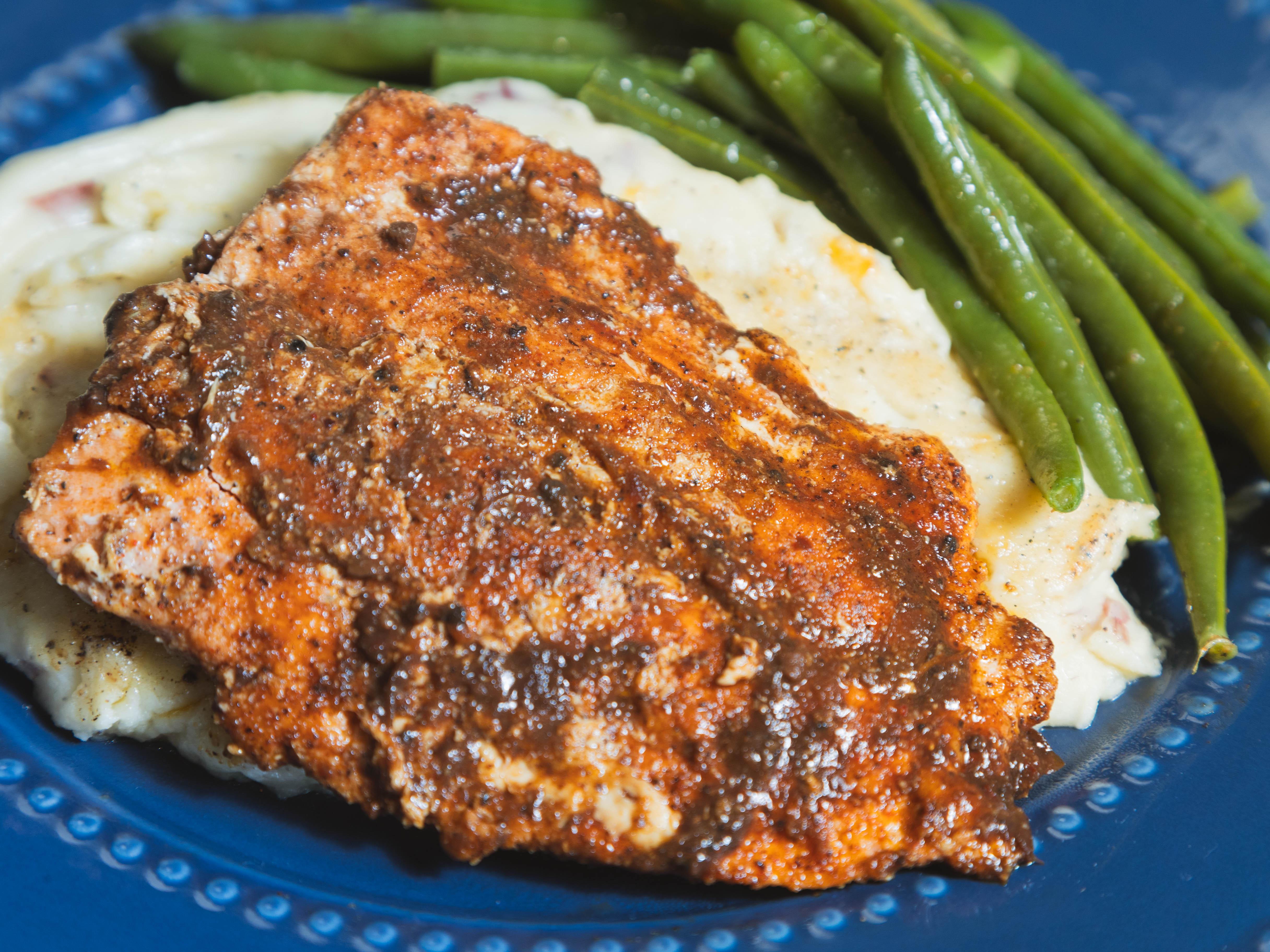 Piece of Jerk Salmon.