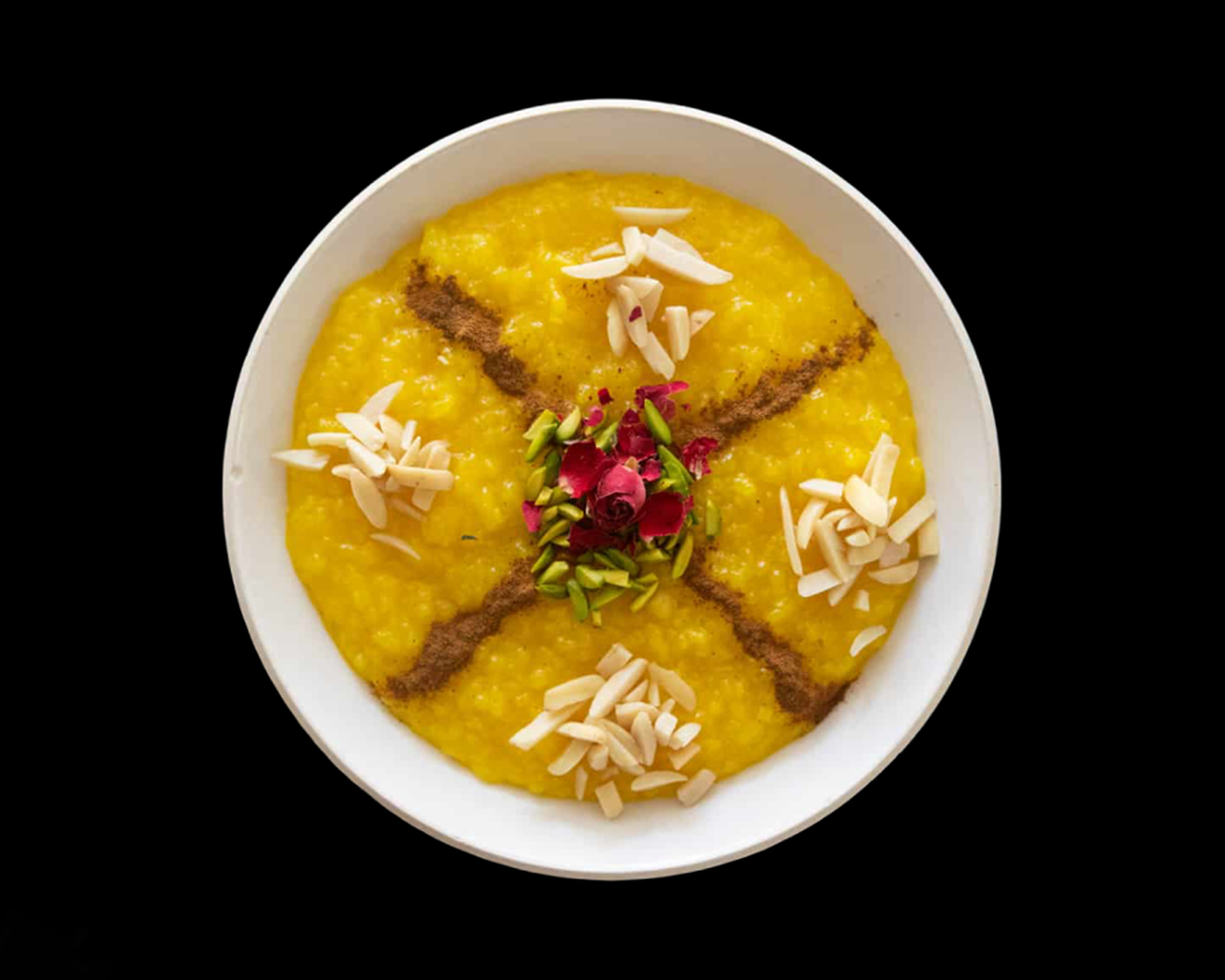 Sholeh Zard (Saffron Rice Pudding).