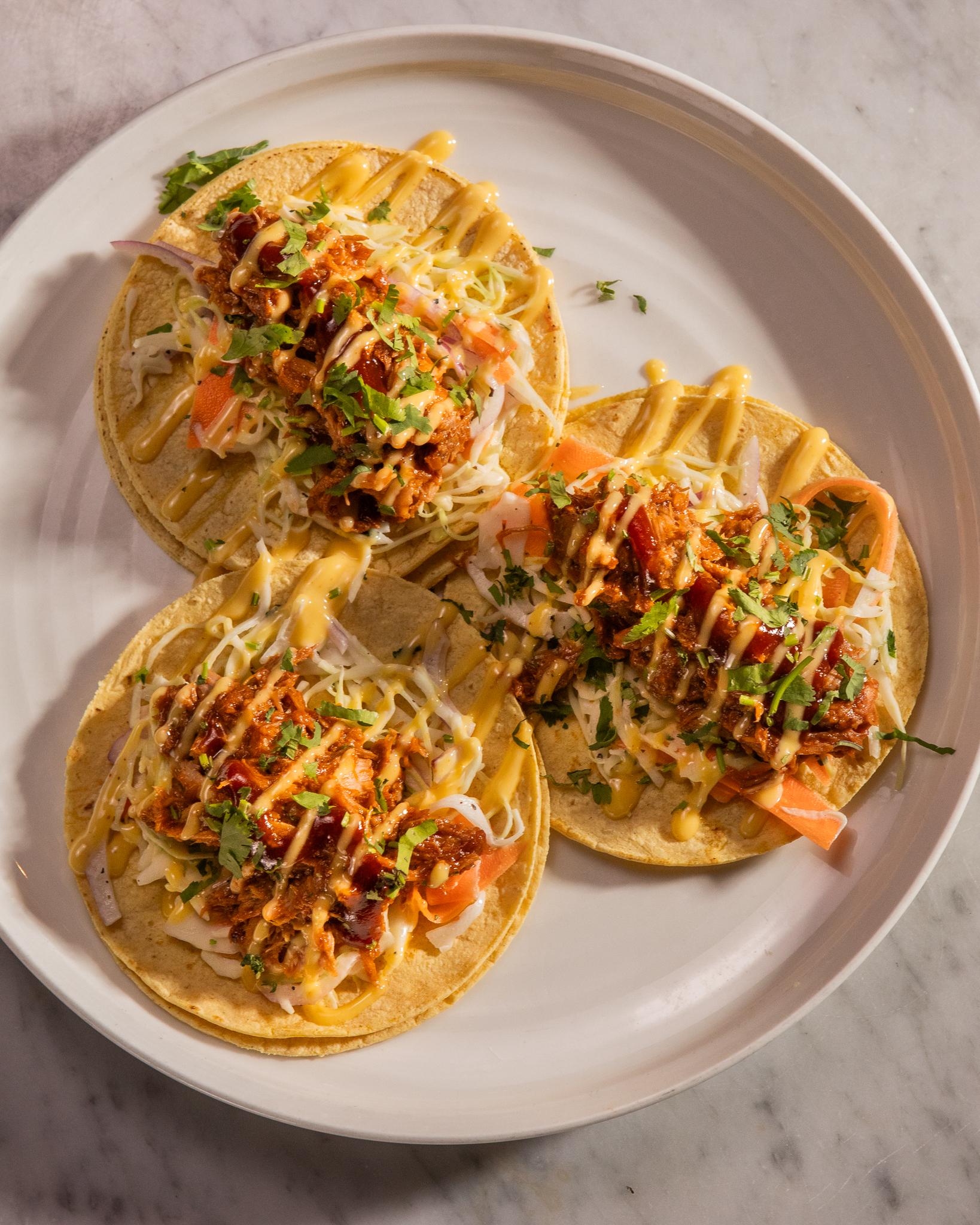 Pulled Pork Tacos (D).