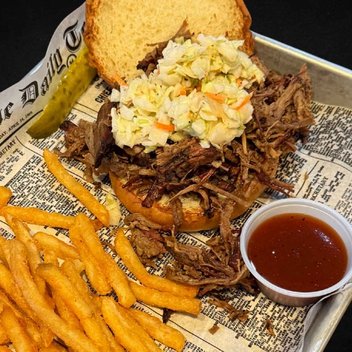 Hickory- Cherry Smoked Brisket Sandwich.