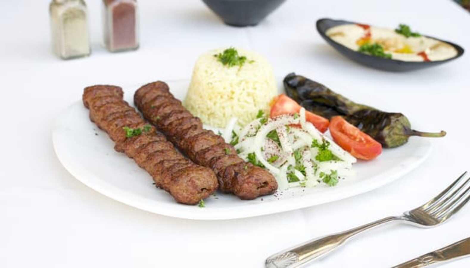 Cheesy Jalapeno Beef Lula Kebab Plate.
