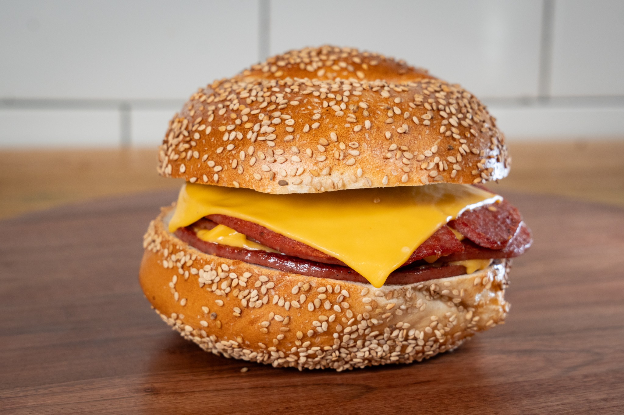 Bagel w/ Meat & Cheese.