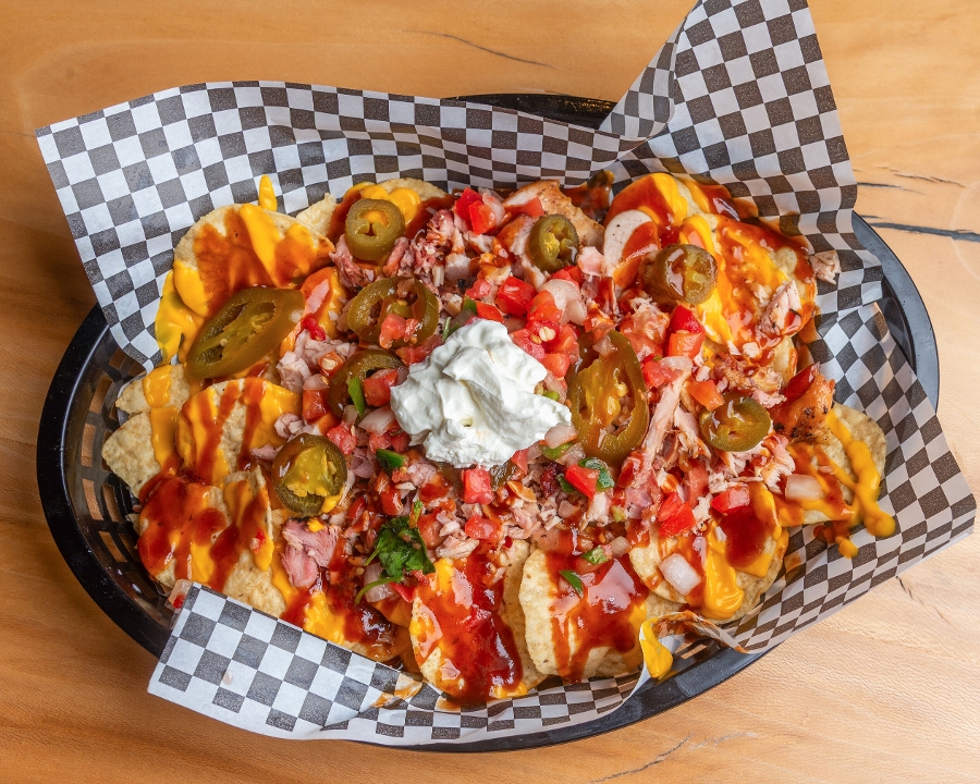 Loaded Pork Nachos.