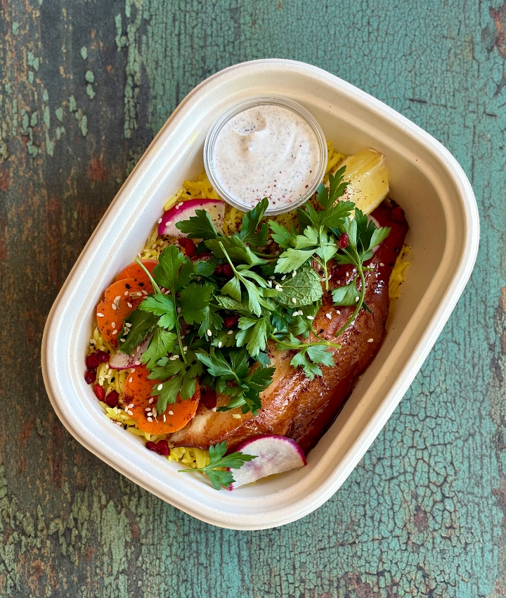 Smoked trout & Rice.
