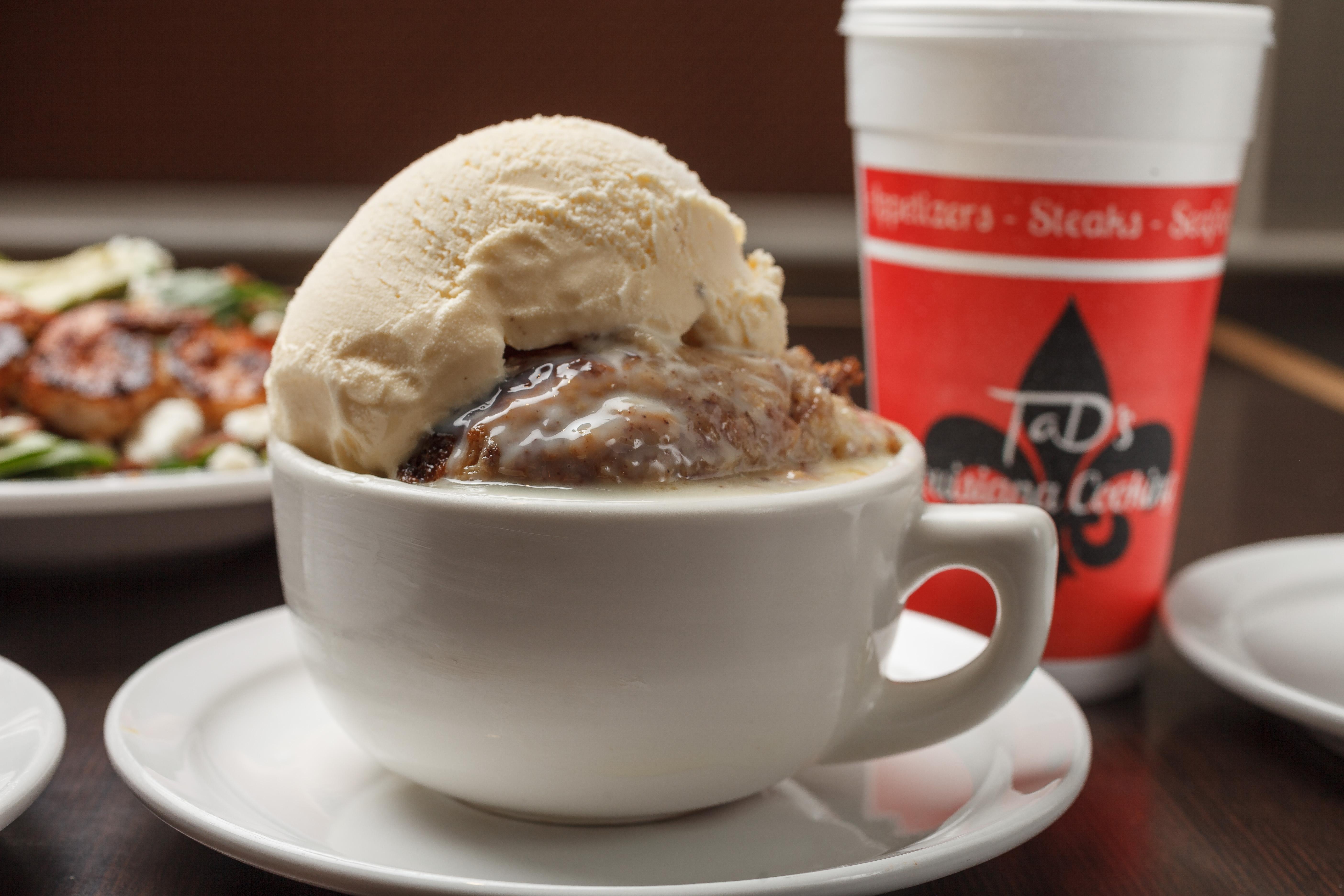 Ms. Nancy's White Chocolate Bread Pudding.