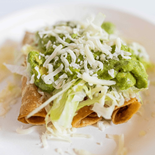Three Rolled Beef Tacos.