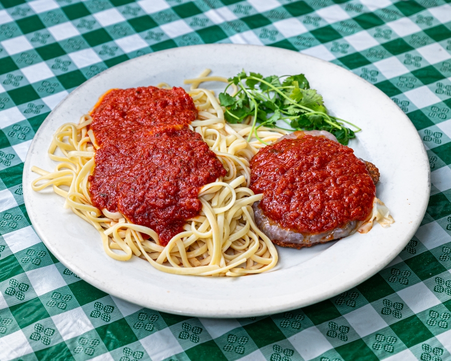 One Veal Parmigiana.