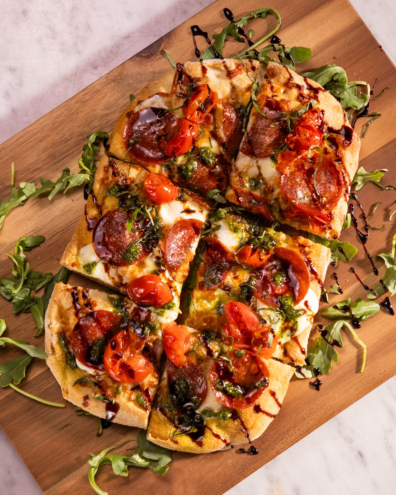 Caprese Flatbread Beef Pepperoni.